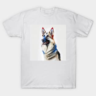 [AI Art] Red, blue and white German Shepherd T-Shirt